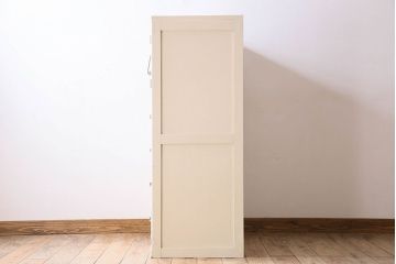 アンティーク家具　アンティークペイント　気泡ガラス入り!　おしゃれなデザインのチェスト