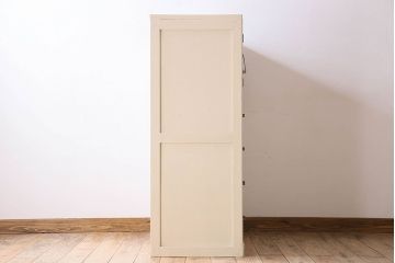 アンティーク家具　アンティークペイント　気泡ガラス入り!　おしゃれなデザインのチェスト