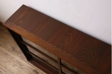 アンティーク家具　和製アンティーク　タモ材使用! ガラス引き戸の和モダンな横長特大収納棚