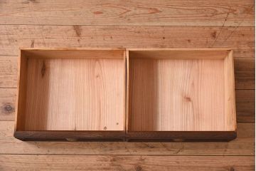 アンティーク家具　古民具・骨董　ナラ材使用! ゆらゆらガラスのアンティーク2段重ねガラスケース(ショーケース、収納棚、陳列棚)