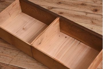 アンティーク家具　古民具・骨董　ナラ材使用! ゆらゆらガラスのアンティーク2段重ねガラスケース(ショーケース、収納棚、陳列棚)