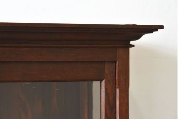 アンティーク家具　古民具・骨董　ナラ材使用! ゆらゆらガラスのアンティーク2段重ねガラスケース(ショーケース、収納棚、陳列棚)