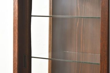アンティーク家具　古民具・骨董　ナラ材使用! ゆらゆらガラスのアンティーク2段重ねガラスケース(ショーケース、収納棚、陳列棚)