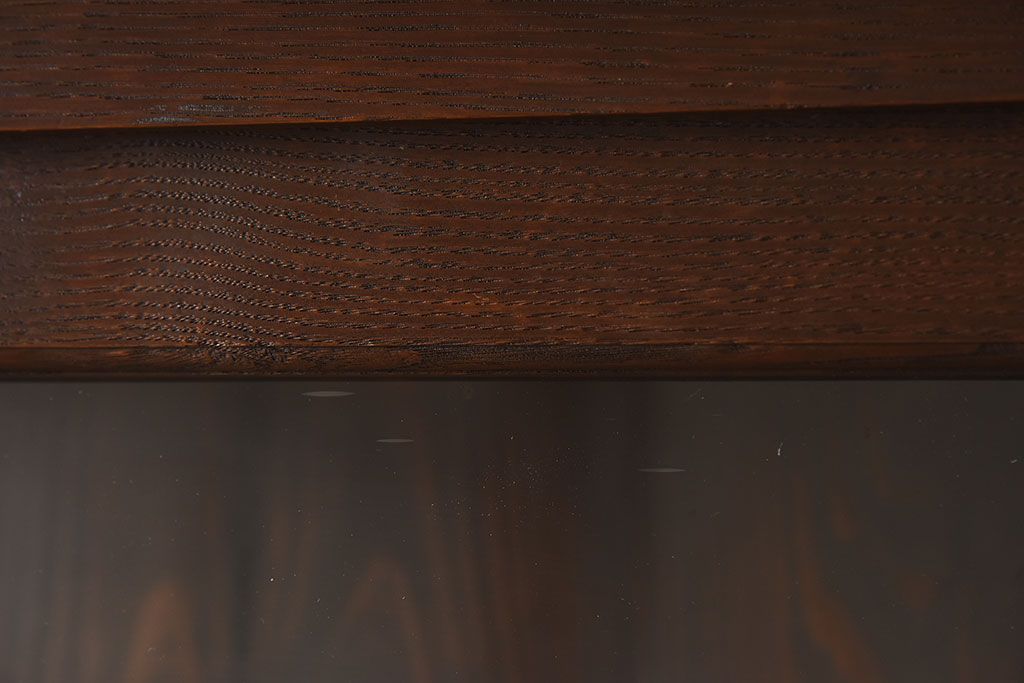 アンティーク家具　古民具・骨董　ナラ材使用! ゆらゆらガラスのアンティーク2段重ねガラスケース(ショーケース、収納棚、陳列棚)