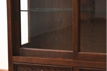 アンティーク家具　古民具・骨董　ナラ材使用! ゆらゆらガラスのアンティーク2段重ねガラスケース(ショーケース、収納棚、陳列棚)