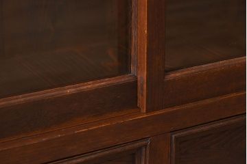 アンティーク家具　古民具・骨董　ナラ材使用! ゆらゆらガラスのアンティーク2段重ねガラスケース(ショーケース、収納棚、陳列棚)