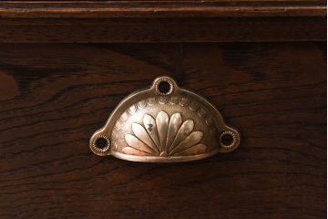 アンティーク家具　古民具・骨董　ナラ材使用! ゆらゆらガラスのアンティーク2段重ねガラスケース(ショーケース、収納棚、陳列棚)