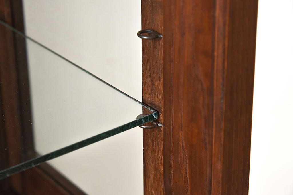 アンティーク家具　古民具・骨董　ナラ材使用! ゆらゆらガラスのアンティーク2段重ねガラスケース(ショーケース、収納棚、陳列棚)