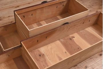 アンティーク家具　和製アンティーク　明治大正期　前面欅材　二本松重ね箪笥(衣装箪笥)