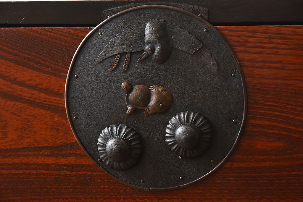 アンティーク家具　和製アンティーク　明治大正期　前面欅材　二本松重ね箪笥(衣装箪笥)