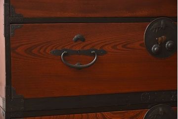 アンティーク家具　和製アンティーク　明治大正期　前面欅材　二本松重ね箪笥(衣装箪笥)