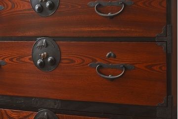 アンティーク家具　和製アンティーク　明治大正期　前面欅材　二本松重ね箪笥(衣装箪笥)