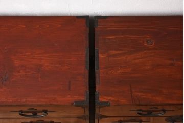 アンティーク家具　和製アンティーク　明治大正期　前面欅材　二本松重ね箪笥(衣装箪笥)