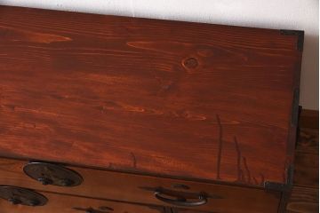 アンティーク家具　和製アンティーク　明治大正期　前面欅材　二本松重ね箪笥(衣装箪笥)