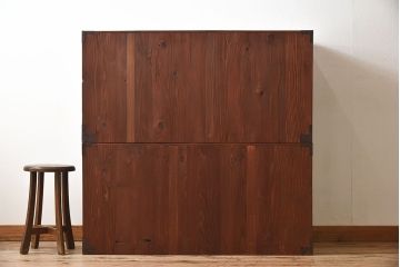 アンティーク家具　和製アンティーク　明治大正期　前面欅材　二本松重ね箪笥(衣装箪笥)