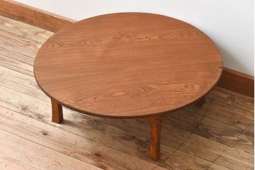 レトロ家具　昭和レトロ　栓材製! 折り畳み式 丸型のアンティークちゃぶ台