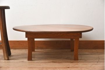 レトロ家具　昭和レトロ　栓材製! 折り畳み式 丸型のアンティークちゃぶ台