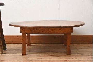 レトロ家具　昭和レトロ　栓材製! 折り畳み式 丸型のアンティークちゃぶ台