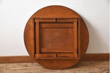 レトロ家具　昭和レトロ　栓材製! 折り畳み式 丸型のアンティークちゃぶ台