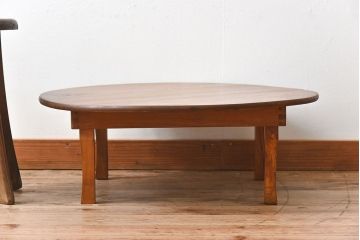 レトロ家具　昭和レトロ　栓材製! 折り畳み式 丸型のアンティークちゃぶ台