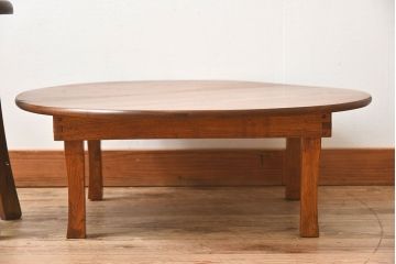 レトロ家具　昭和レトロ　栓材製! 折り畳み式 丸型のアンティークちゃぶ台