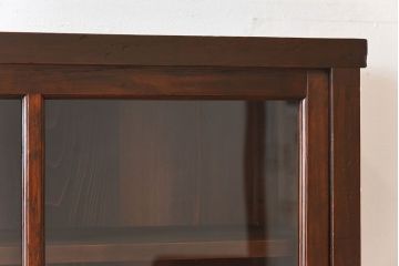 アンティーク家具　和製アンティーク　檜材!ガラス引き戸の和モダンな重ね収納棚