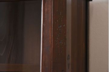 アンティーク家具　和製アンティーク　檜材!ガラス引き戸の和モダンな重ね収納棚