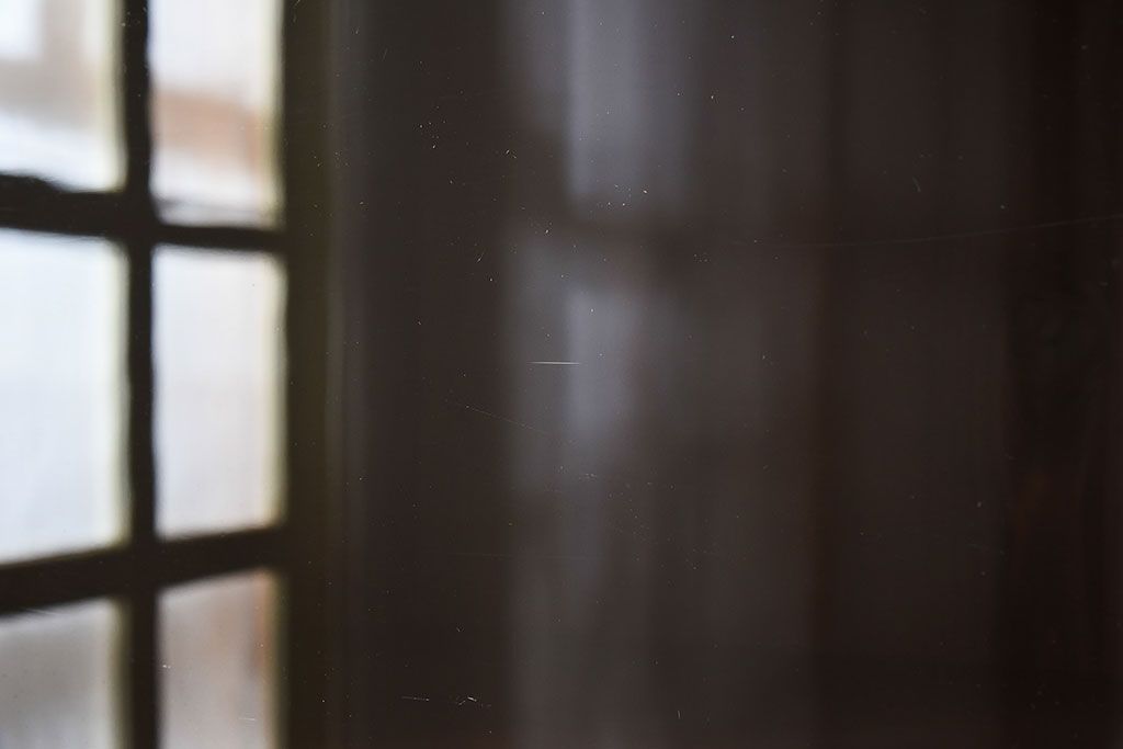 アンティーク家具　和製アンティーク　檜材!ガラス引き戸の和モダンな重ね収納棚