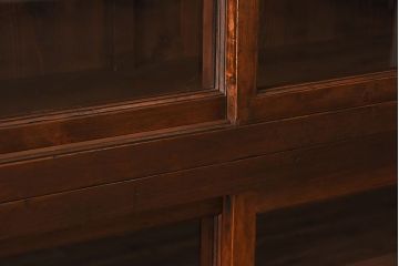 アンティーク家具　和製アンティーク　檜材!ガラス引き戸の和モダンな重ね収納棚