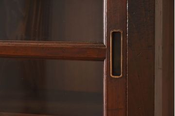 アンティーク家具　和製アンティーク　檜材!ガラス引き戸の和モダンな重ね収納棚