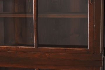 アンティーク家具　和製アンティーク　檜材!ガラス引き戸の和モダンな重ね収納棚