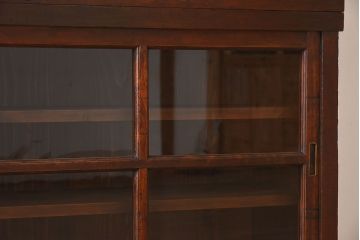 アンティーク家具　和製アンティーク　檜材!ガラス引き戸の和モダンな重ね収納棚