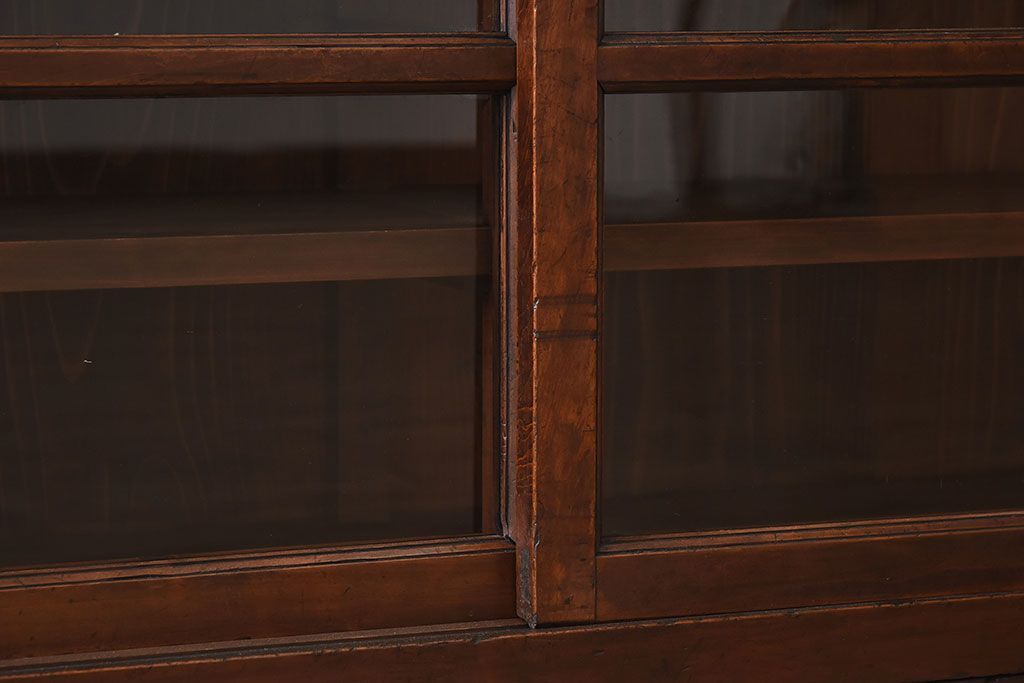 アンティーク家具　和製アンティーク　檜材!ガラス引き戸の和モダンな重ね収納棚