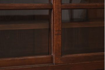 アンティーク家具　和製アンティーク　檜材!ガラス引き戸の和モダンな重ね収納棚