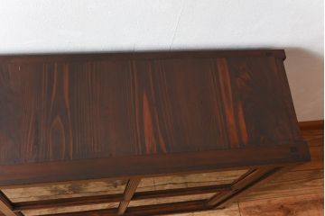 アンティーク家具　和製アンティーク　檜材!ガラス引き戸の和モダンな重ね収納棚