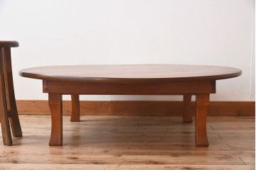 アンティーク家具　和製アンティーク　欅材!折り畳み式 シンプルな特大丸ちゃぶ台