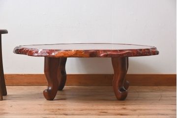 中古民芸家具　花梨(カリン)材製の上質な座卓(ちゃぶ台・テーブル)