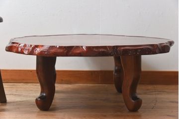 中古民芸家具　花梨(カリン)材製の上質な座卓(ちゃぶ台・テーブル)