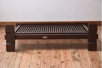 中古　九州民芸家具　欅材製の和モダンな衝立(パーテーション)