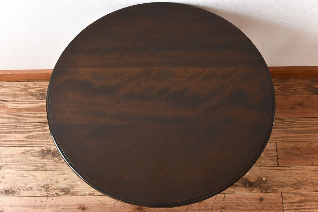 アンティーク家具　和製アンティーク　カバ材!お洒落なデザインのラウンドカフェテーブル