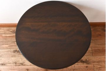 アンティーク家具　和製アンティーク　カバ材!お洒落なデザインのラウンドカフェテーブル