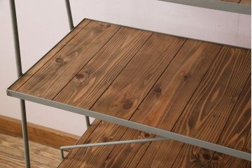 ラフジュ工房オリジナル　おしゃれなアイアンフレームのディスプレイラック(陳列棚・飾り棚)