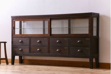 アンティーク家具　和製アンティーク　引き出し付き!カウンター型ガラスケース(カウンターテーブル)(1)