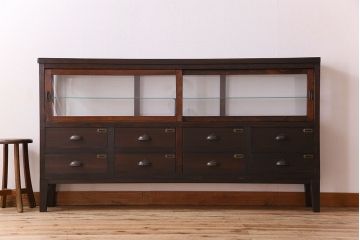 アンティーク家具　和製アンティーク　引き出し付き!カウンター型ガラスケース(カウンターテーブル)(1)