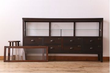 アンティーク家具　和製アンティーク　引き出し付き!カウンター型ガラスケース(カウンターテーブル)(1)