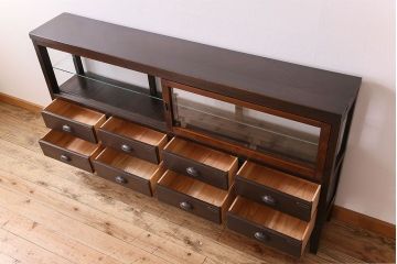 アンティーク家具　和製アンティーク　引き出し付き!カウンター型ガラスケース(カウンターテーブル)(1)