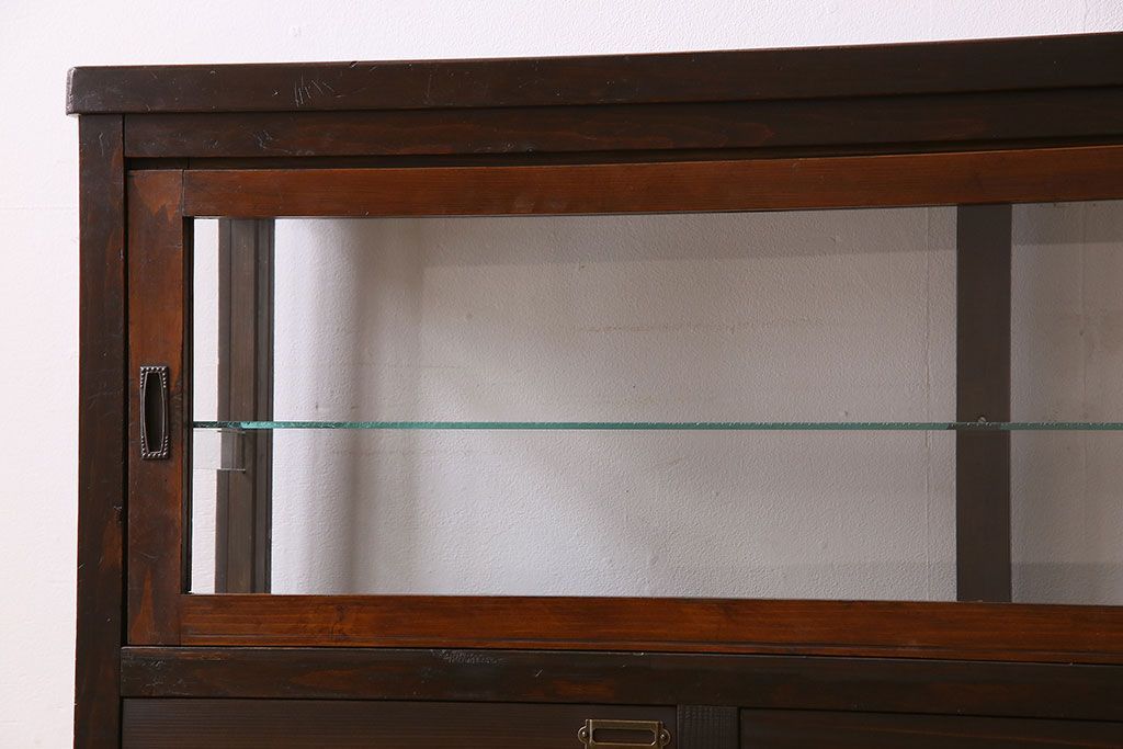 アンティーク家具　和製アンティーク　引き出し付き!カウンター型ガラスケース(カウンターテーブル)(1)