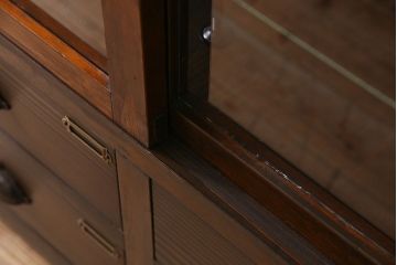 アンティーク家具　和製アンティーク　引き出し付き!カウンター型ガラスケース(カウンターテーブル)(1)