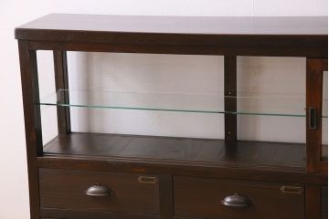 アンティーク家具　和製アンティーク　引き出し付き!カウンター型ガラスケース(カウンターテーブル)(1)