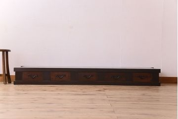 アンティーク家具　古民具・骨董　5杯引き出し!六尺　上品な水屋箪笥ローボード(テレビ台、キャビネット、収納棚)